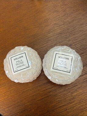Voluspa Milk Rose Travel Candle Pair - Cream
